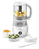 Philips Avent SCF883/01 EasyPappa Plus 4 in 1 Cuocipappa Multifunzione, Cuoci a Vapore, Frulla, Scongela e Riscalda in un Recipiente, 1 litro, Bianco/Grigio