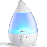 InnoBeta Waterdrop 2,4Liter Umidificatori Ambiente, Umidificatore Ambiente Ultrasuoni, Vaporizzatore per Bambini Neonati, Freddo Mist Con Fltro, 7 Luci LED, Calma, Auto Shut-off, Dura Tutta La Notte