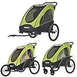 Tiggo Alluminio Rimorchio Porta-Bimbo per Bicicletta con 2 Diversi Set da Jogging con Sospensione 333-02 Verde